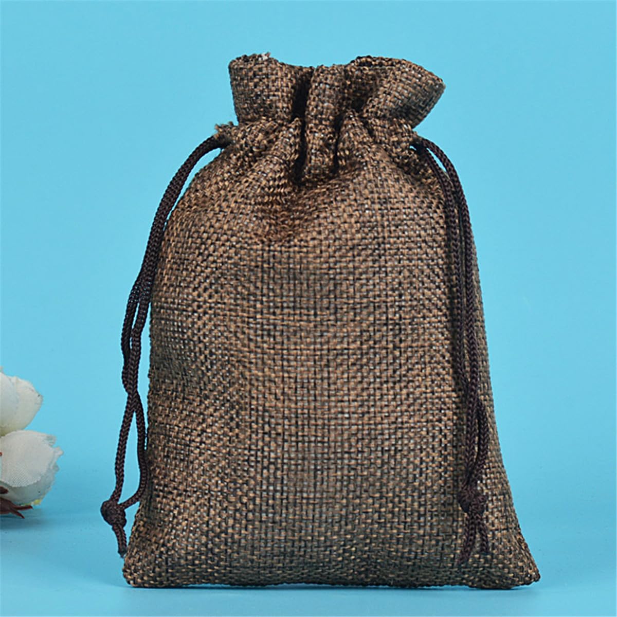 85 Stück Leinen-Säckchen Sack Beutel, Adventskalender Verpackung Leinenbeutel, Geschenksäckchen Schmuckbeutel, Baumwollbeutel, Leinenbeutel für DIY, Halloween, Weihnachten, Ostern (Kaffee, 10x14cm)
