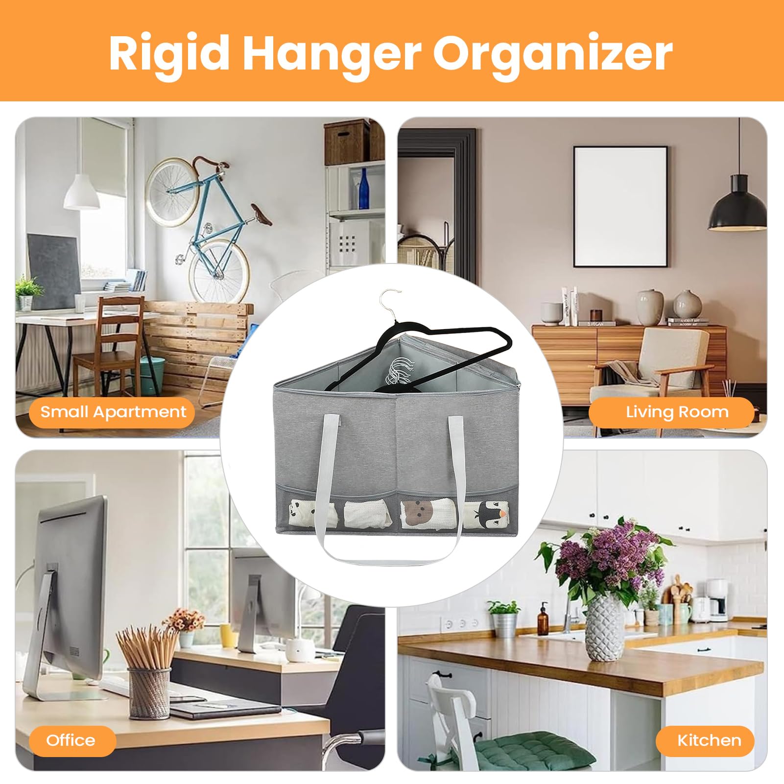 Bolsa Organizadora para Perchas Triangular Contenedor con Gran Capacidad | Soporte Triangular Para Perchas Para Armario Lavadero Ropero Dormitorio Hogar y Casa