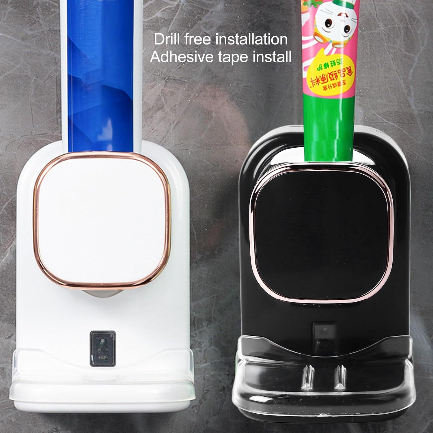 Automatic Toothpaste Dispenser with Sensor, Toothbrush Holder Wall Mounted, Space Saving Home Bathroom Organizer for Family