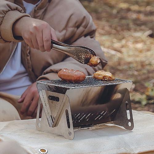 Miniatura 9 de Estufa de barbacoa de camping, fogata portátil para camping, picnic al aire libre parrilla de hoguera de cocina, suministros de camping estufa de