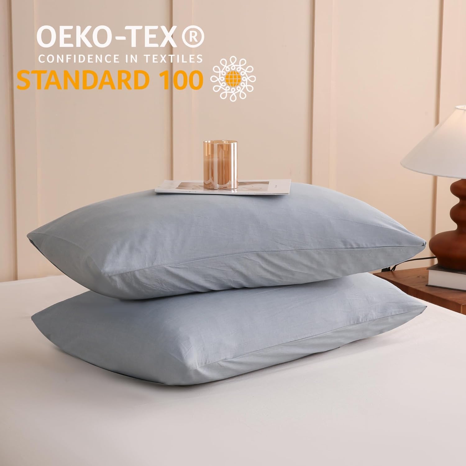 King Size Washed Cotton Duvet Cover Set (104"×90") - 100% Cotton Linen-Like Bedding, 4-Season Breathable Ultra-Soft King Duvet Cover (Comforter Not Included)