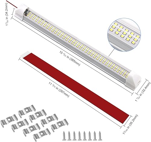 Vista 6 de Barra de luz interior LED de 12 V 108 LED, 1600 lúmenes, 6 W, CC, 12 voltios, tira de luces LED cerradas para remolque, cámper, camión, camioneta