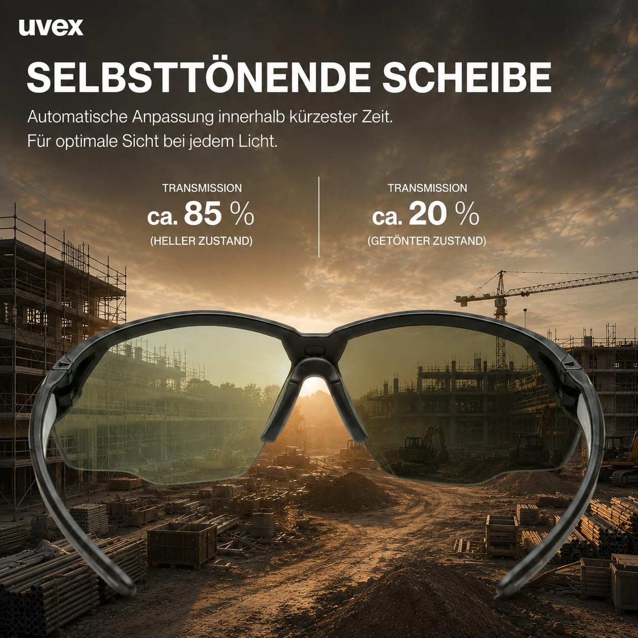 Uvex suXXeed Variomatic Okulary z ramami – Okulary ochronne do sportu – Soczewki fotochromiczne – Ochrona przed promieniowaniem UV 100 %
