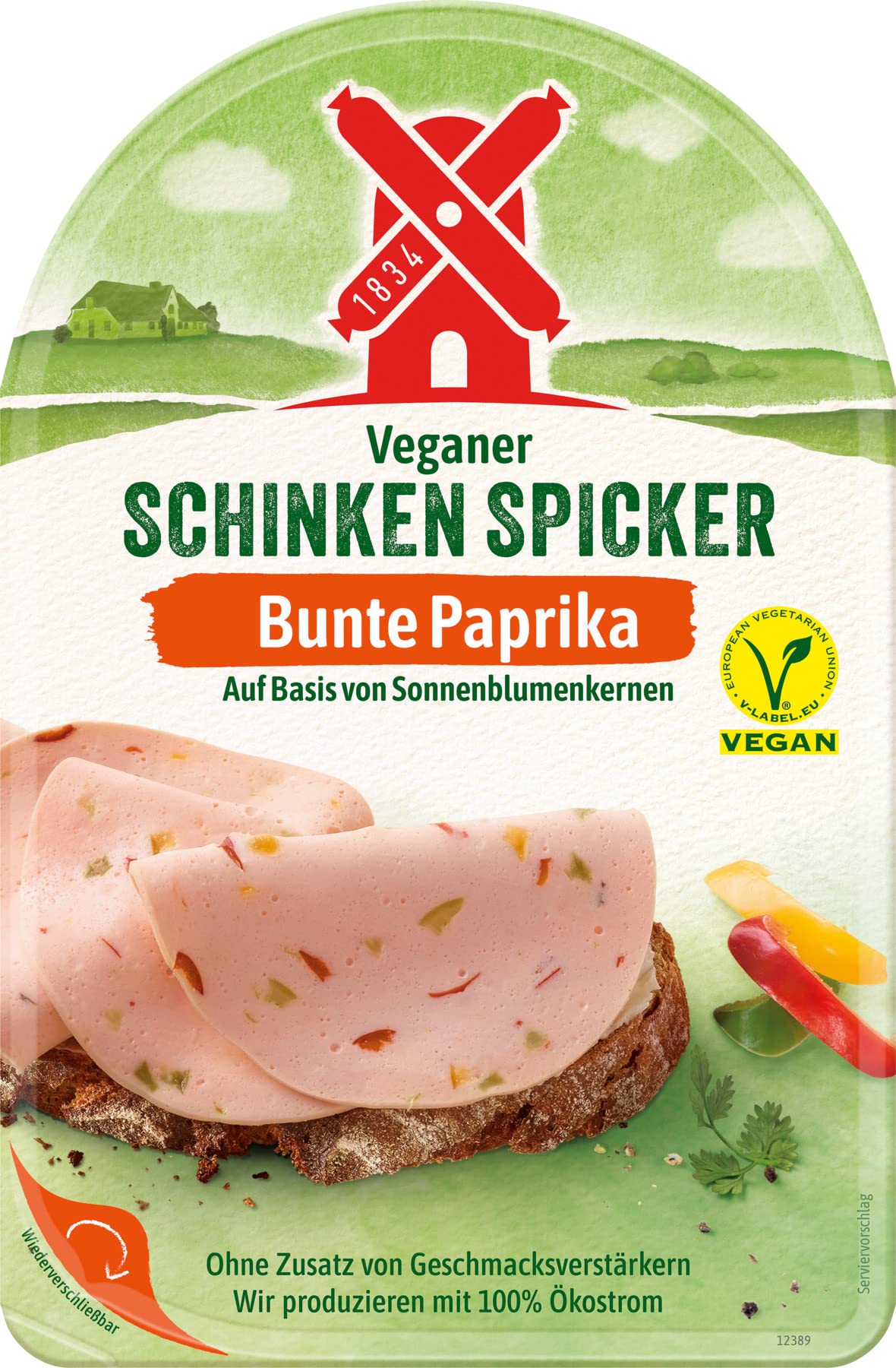 Rügenwalder Mühle, Veganer Schinken Spicker, Bunte Paprika, 80g