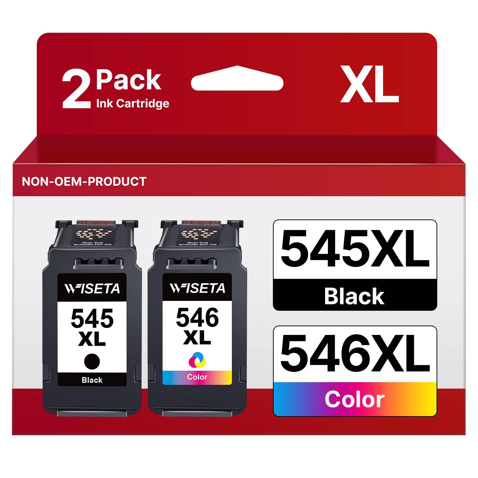 WISETA PG-545XL CL-546XL Patronen für Canon Druckerpatronen 545 546 XL Multipack für PIXMA MX495 TS3150 TR4551 MX490 MG3050 TS3350 MG2950 MG2550S TS3151 TR4500 tintenpatronen(1 Schwarz, 1 Farbe)