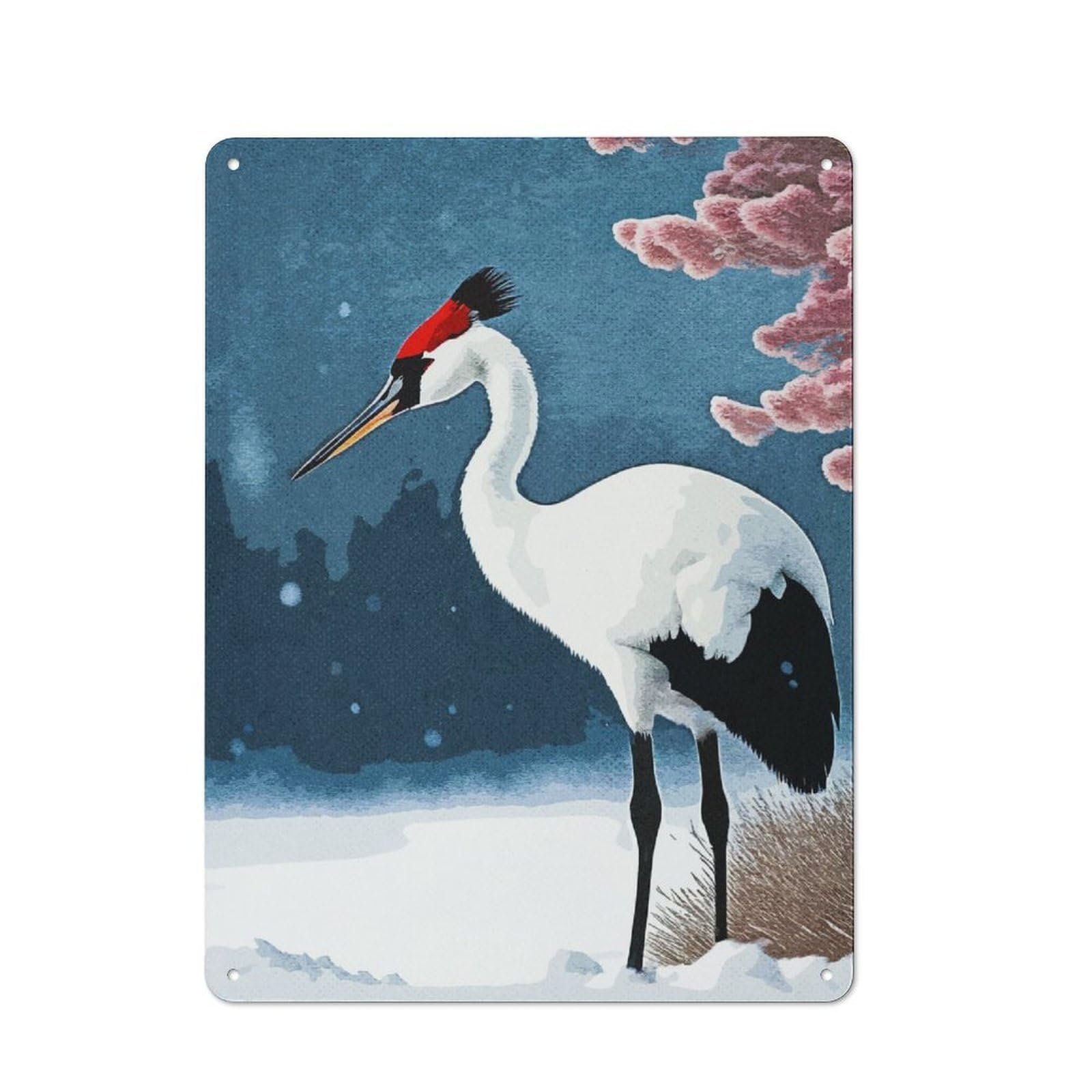 Junmoney Stork Wintering Vintage Metal Sign 40X30cm, Bistro Style Bistro Wall Plaque For Cafe, Bistro, Bakery Or Restaurant