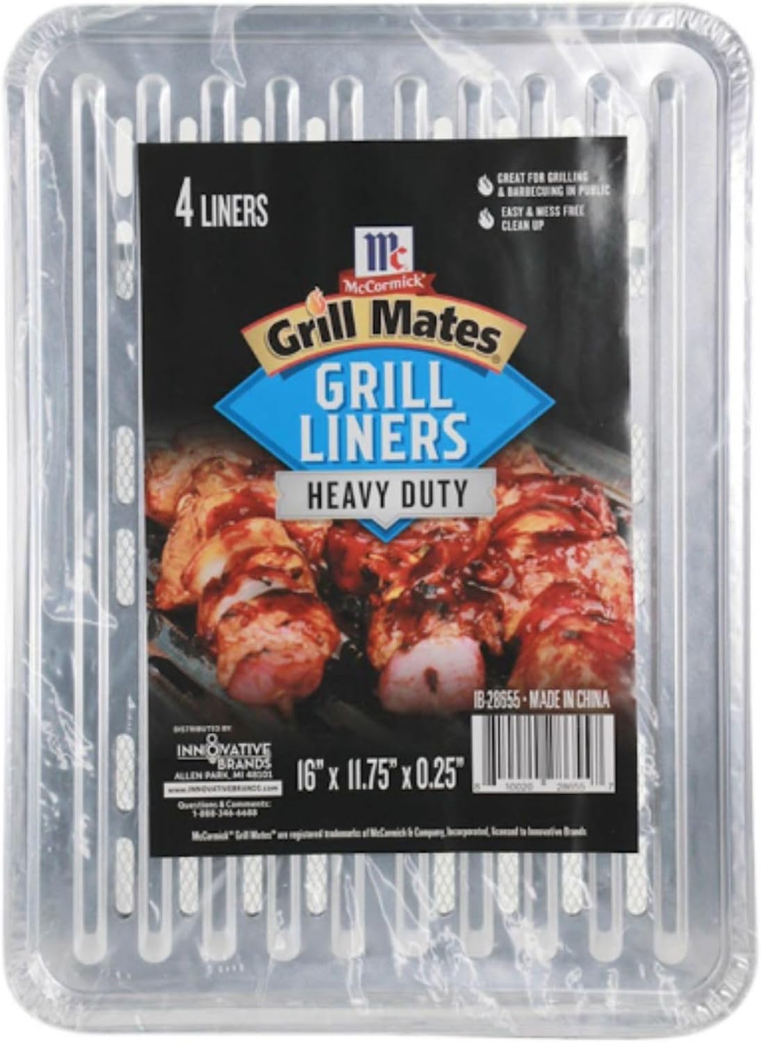 McCormick Disposable Grill Liners for Outdoor Grill, Pack of 12, 4 Liners per Pack, Heavy Duty Aluminum Foil Sheets for Grilling, Perforated for Easy Cleanup and Flare-Up Control, 16 x 11.75 in