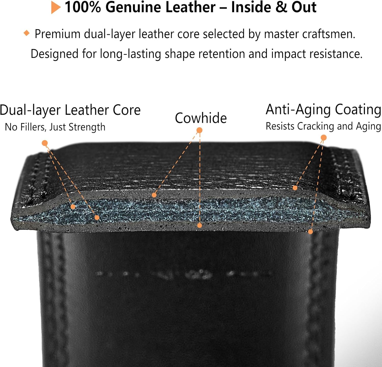 LionVII Men's Ratchet Belt - Genuine Leather Belt for Casual with Automatic Buckle, Adjustable Trim to Fit 28-50" (W 1 3/8") - Image 6