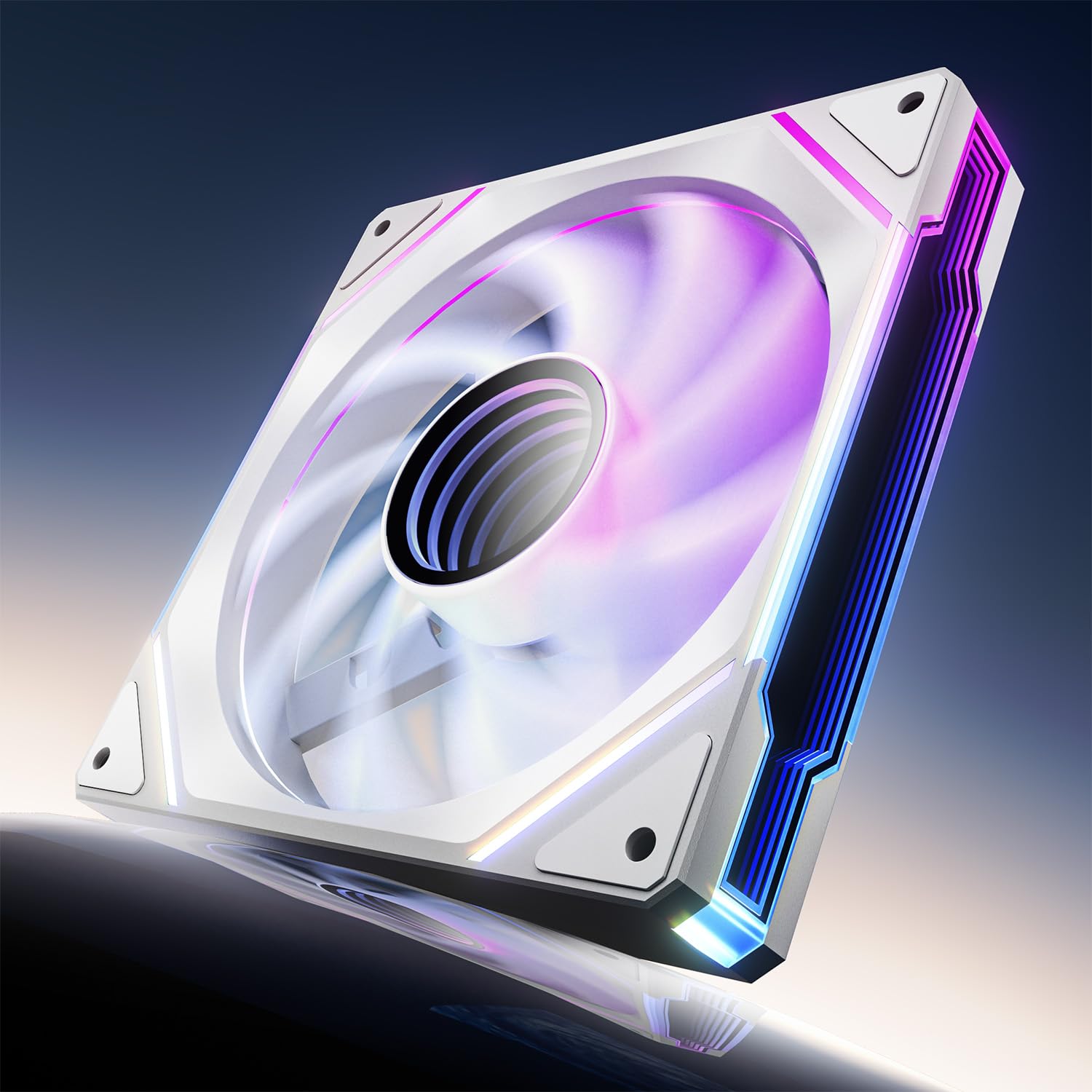 AsiaHorse - Ventilador de PC RGB de 140 mm [HDB] 89,77 CFM/1800 RPM/3,24 MMH2O, ARGB 5 V 3 pines, PWM de 12 V 4 pines, 50 000 horas de vida útil, AMICIMega A14-blanco