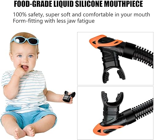 Miniatura 3 de Aegend Esnórquel seco, máscara de buceo fácil de respirar, esnórquel para esnórquel, buceo, buceo, apnea, natación, con válvula seca superior