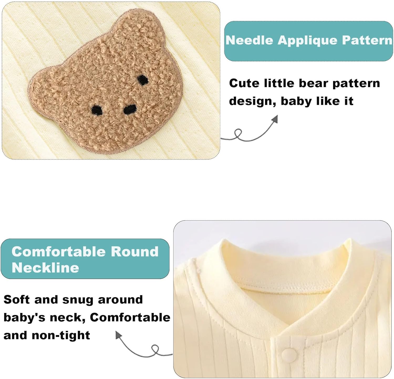 Baby Newborn Romper Clothes, 100% Cotton Long Sleeve Romper Newborn Infant Baby Bodysuit Jumpsuit for Boys Girls - Image 3