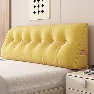 Almohada triangular de lectura, cojín de cuña de apoyo para sofá y cama, almohada acogedora para respaldo, color amarillo, 60 x 50 x 20 cm, ideal para leer y relajarse, comodidad suave