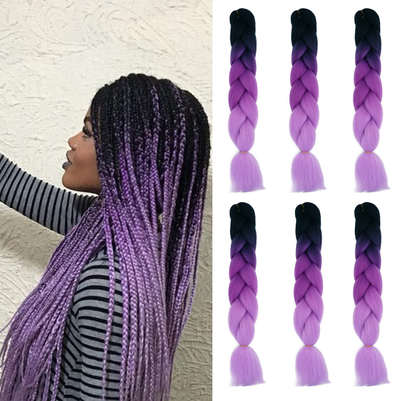 24inch Jumbo Braids Hair Extensions Ombre Braiding Hair Synthetic 3Pieces/lot Crochet Twist High Temperature African Box Braids, Sapphire Blue — view 27