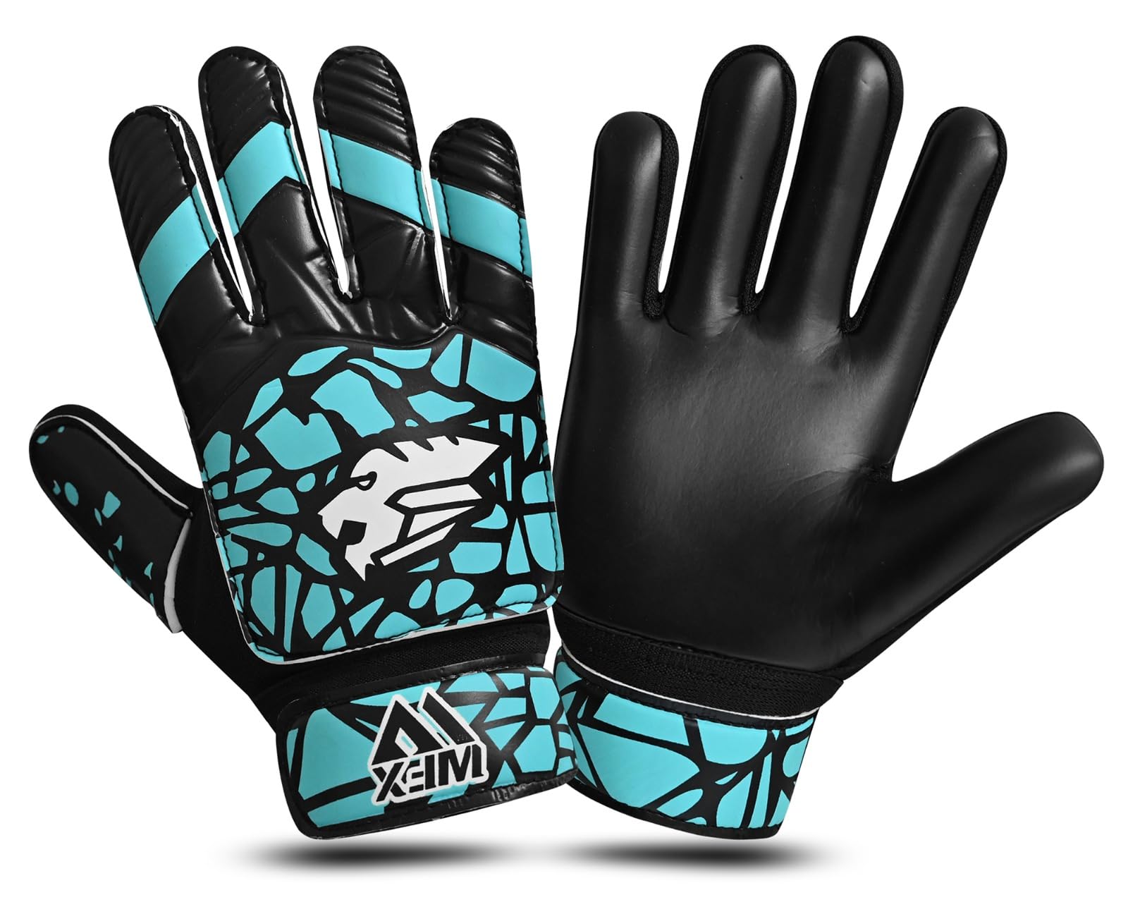 WFX Goalkeeper Gloves for Kids Children Boys Youth Soccer Goalie Gloves with Double Wrist Support football Goalkeeping Gloves Grip Palm Protection (Aqua, Size 6 Suitable for 12 to 15 Years old)