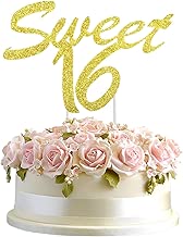 Junucubo 16 Cake Topper Sixteen Cake Topper Gold Glitter Sweet 16th Cake Topper Gold Glitter Cheers to 16 Years Sign 16th Birthday Party Decorations Ideas Supplies (Gold Glitter 16th Cake Topper) - coolthings.us