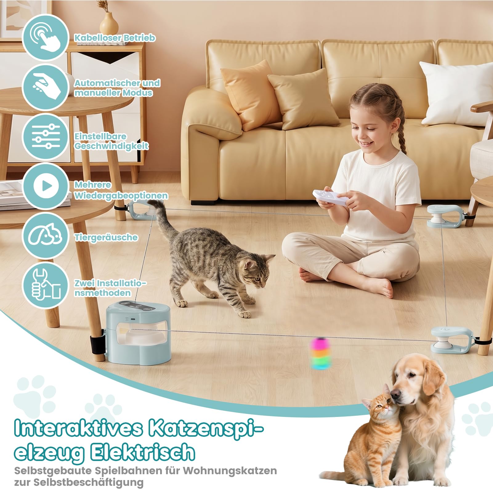 Juguete para gatos eléctrico interactivo con mando a distancia, velocidad ajustable, juguete de caza de gatos simulado para gatos de apartamento