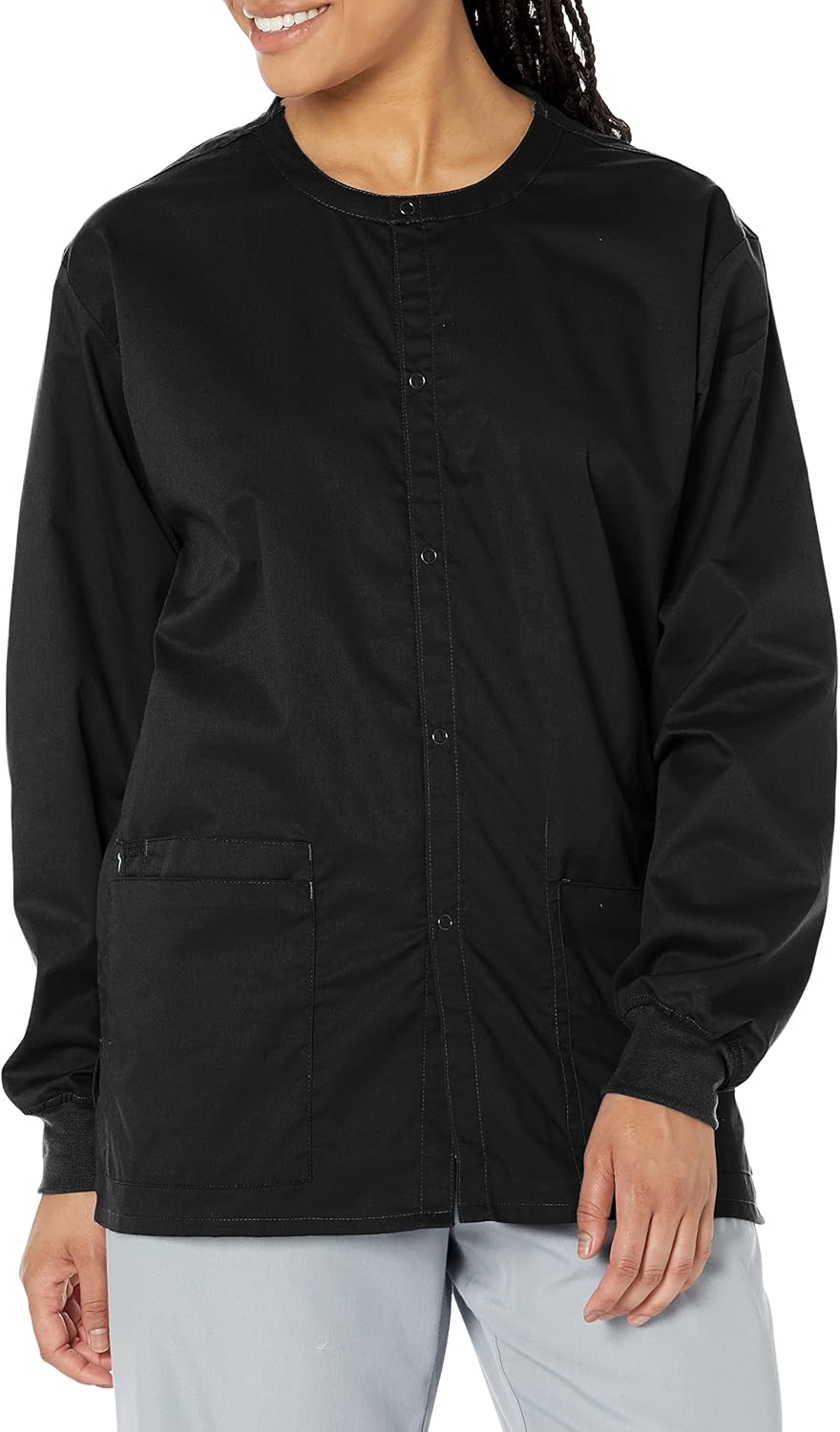 WonderWink unisex-adult womens Snap Front Jacket 5X-Large Black