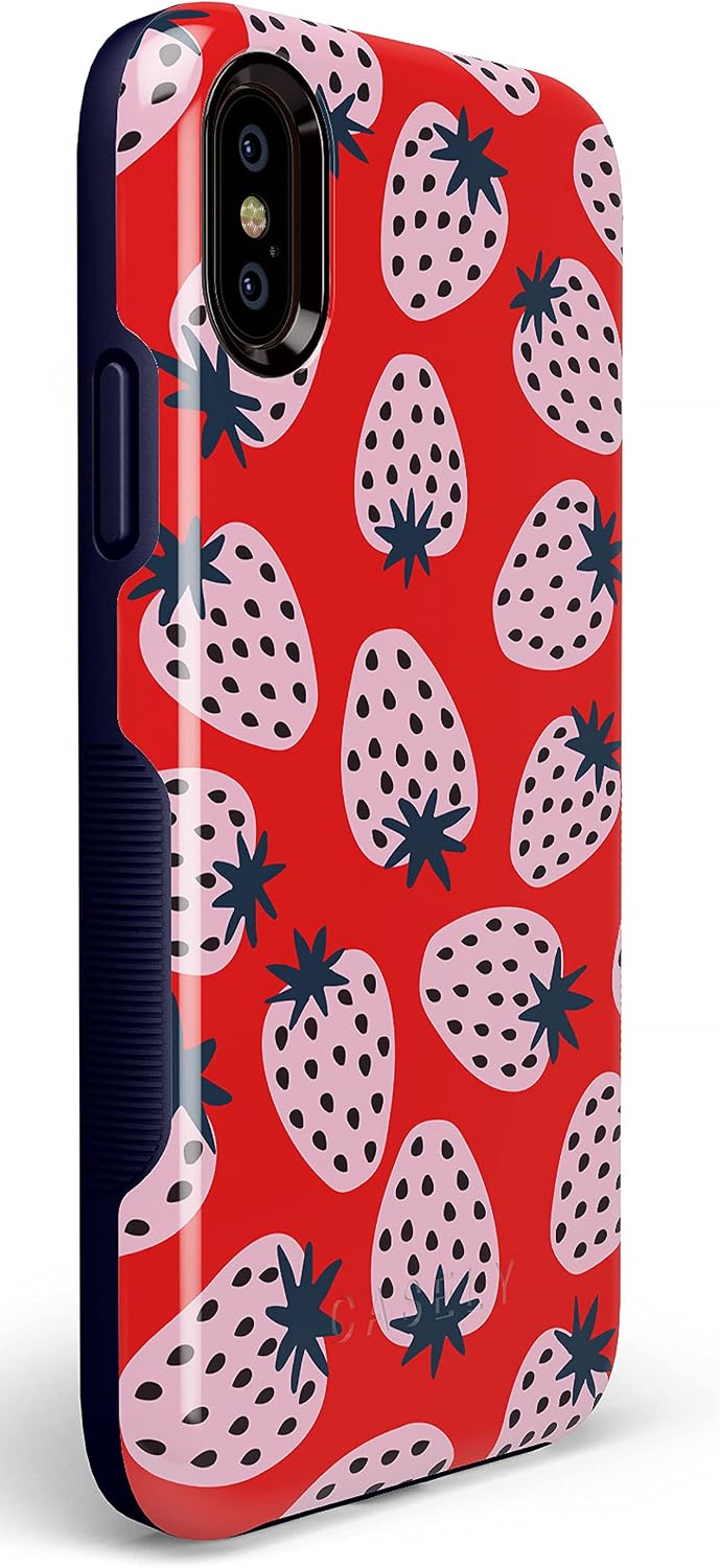Casely iPhone Xs Max Case | I'd Pick You | Red Strawberry | Bold Protective Design