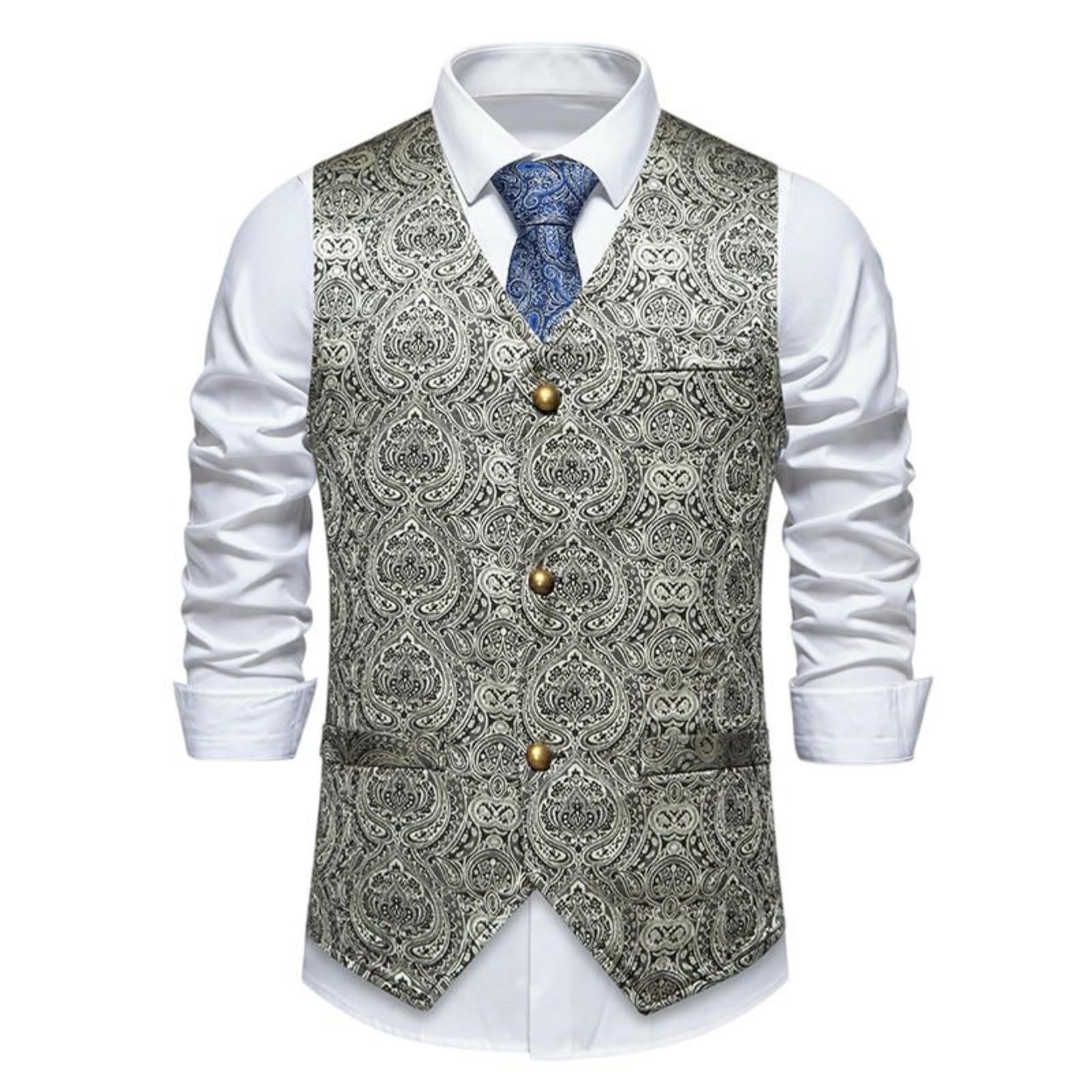 Chaleco de negocios a cuadros cruzado vintage europeo de estilo clásico para hombre