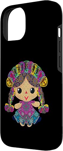 Vista 5 de iPhone 13 Pro Max muñeca mexicana, maria, mazahua arte huichol, lele, estuche