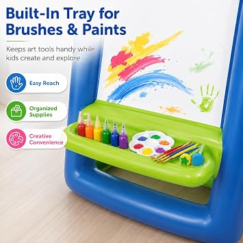 Inflatable Art Easel for Kids, Double-Sided Outdoor Paint Station with Pump, Washable & Reusable