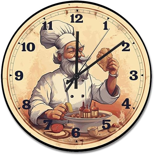 Miniatura 22 de ArogGeld Itanlian ChefRound - Reloj de pared para cocina, funciona con pilas, 12 pulgadas, silencioso, sin tictac, reloj colgante de granja, Estilo