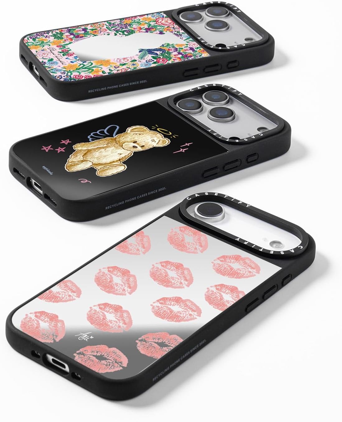 CASETiFY Mirror iPhone 17 Pro Max Case [Reflective/Compatible with Magsafe / 4.9 ft. 1X Military Grade Drop Protection] - You Give Me Butterflies - Silver On Black - Image 2