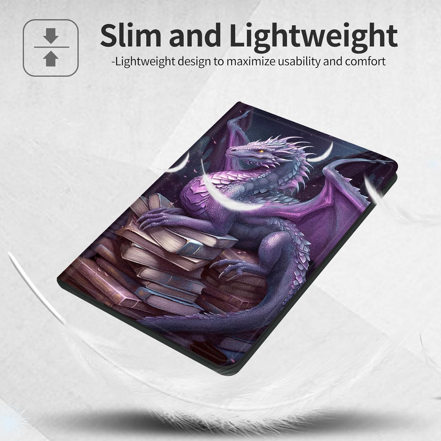 Case for iPad Pro 12.9-Inch (2022/2021/2020) & iPad Air 13 (2024/2025), Slim PU Leather Folio Case with Multi-Angle Stand & Auto Sleep/Wake Cover for iPad Air 13 Tablet, Dragon Book Art