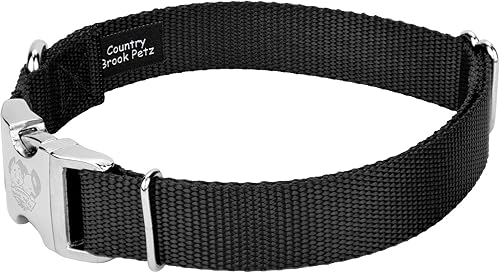 Miniatura 7 de Country Brook Petz  Collar de nailon premium para perro con hebilla de metal  Vibrante selección de 25 colores, Negro