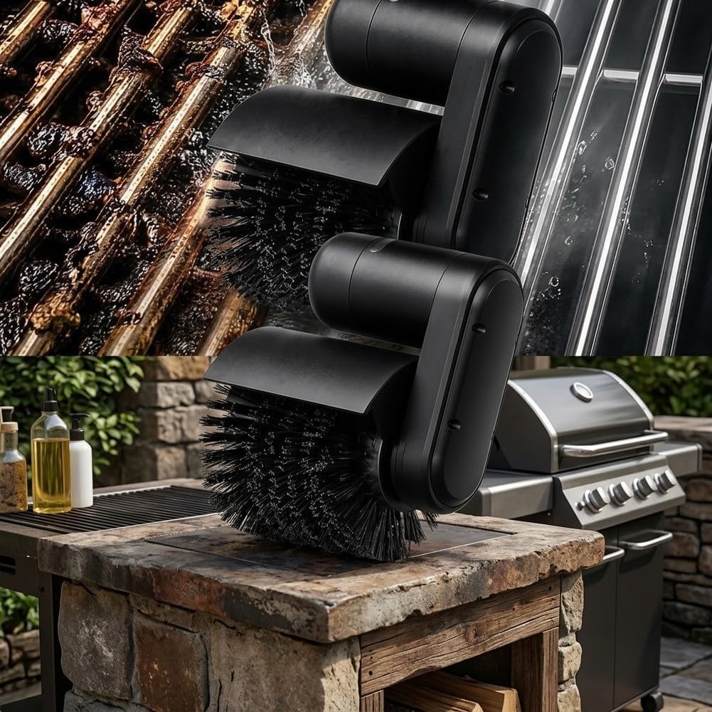 Spazzola elettrica per griglia, senza fili, con setole in acciaio inox, con porta di ricarica USB, rotazione ad alta velocità di 1100 giri/min, per una pulizia efficiente del barbecue