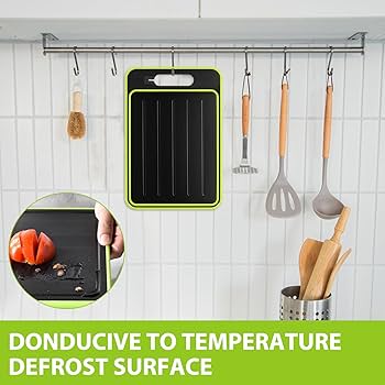 4 In 1 Defrosting Board, Miracle Melt Defrosting Board Fast Thaw Meat Uff06 Frozen Food, Defrosting Tray Double As Cutting Board With Grater, Sharpener, 2-Sided Chopping Board Fast Thaw Food (L