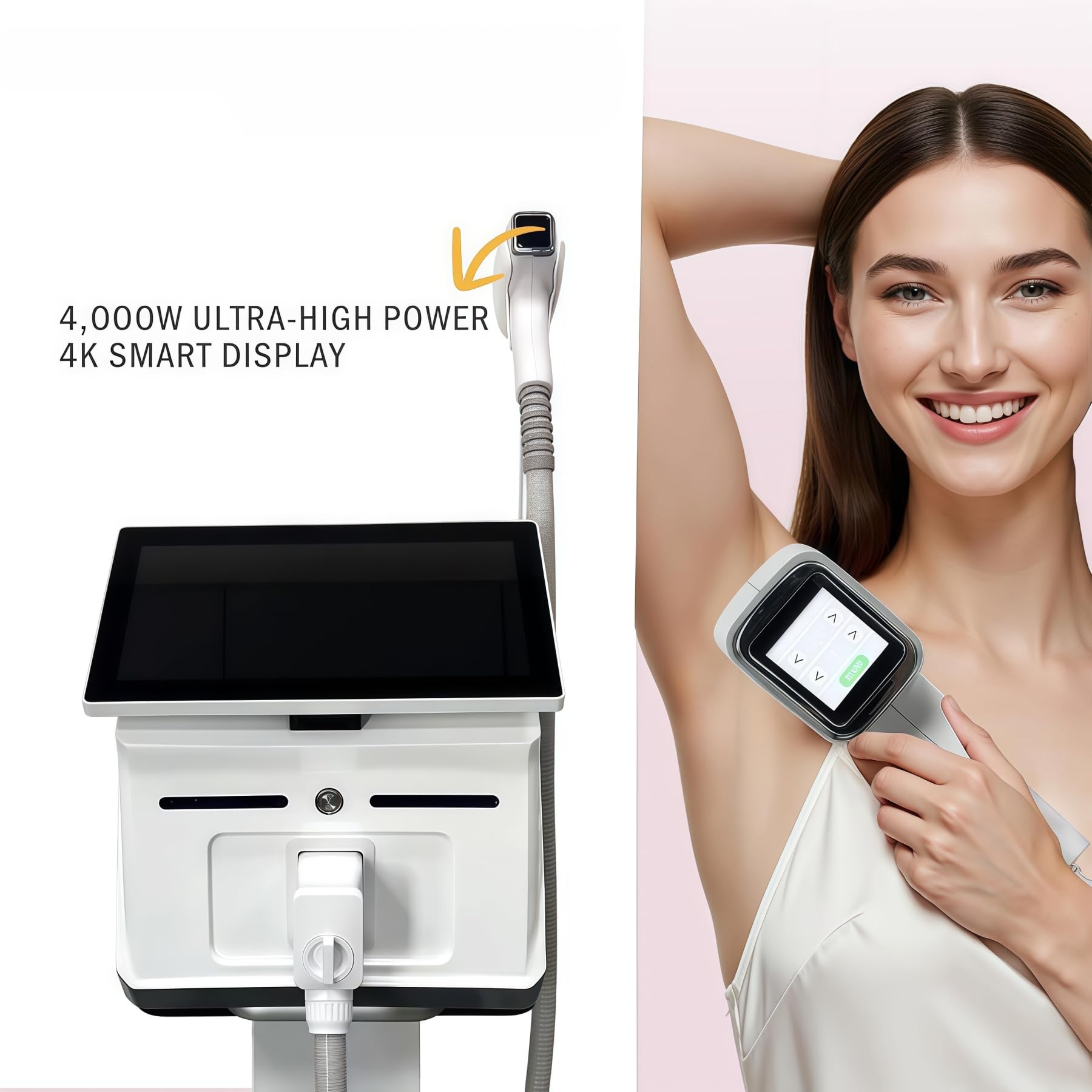 4000W Ice Titanium Professional 808 Diode Laser Body Removal Machine 4 Wave grande schermo di alta energia di depilazione permanente