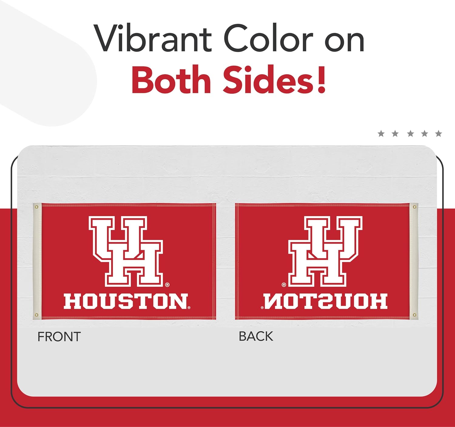 Houston Cougars College Sports Printed Flag - NCAA Licensed - Nylon - School Banner (White, Red) (2' x 3') - Image 3