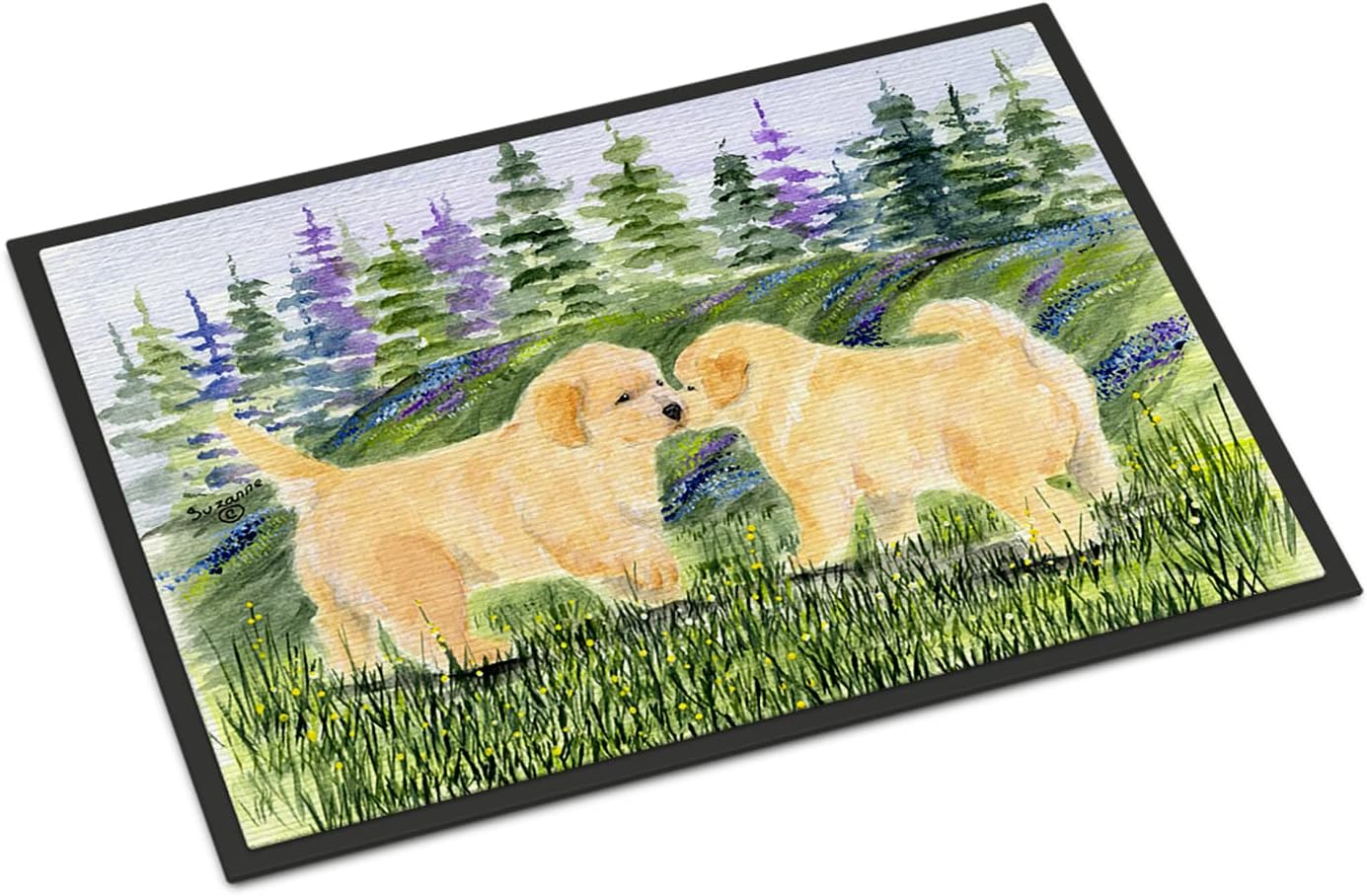 Caroline's Treasures SS8102JMAT Golden Retriever Doormat 24x36 Front Door Mat Indoor Outdoor Rugs for Entryway, Non Slip Washable Low Pile, 24H X 36W