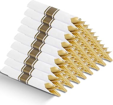 EjonirInjonir 60Pack Gold Prerolled Silverware for Wedding & Birthday Party