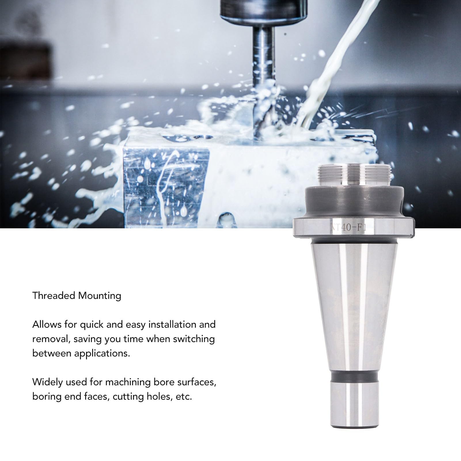 DeWin Tige De Tête D'alésage, Barre D'alésage Filetée M16 en Acier à Haute Teneur en Carbone De Haute Précision pour Fraise à Visage CNC NT40 F1