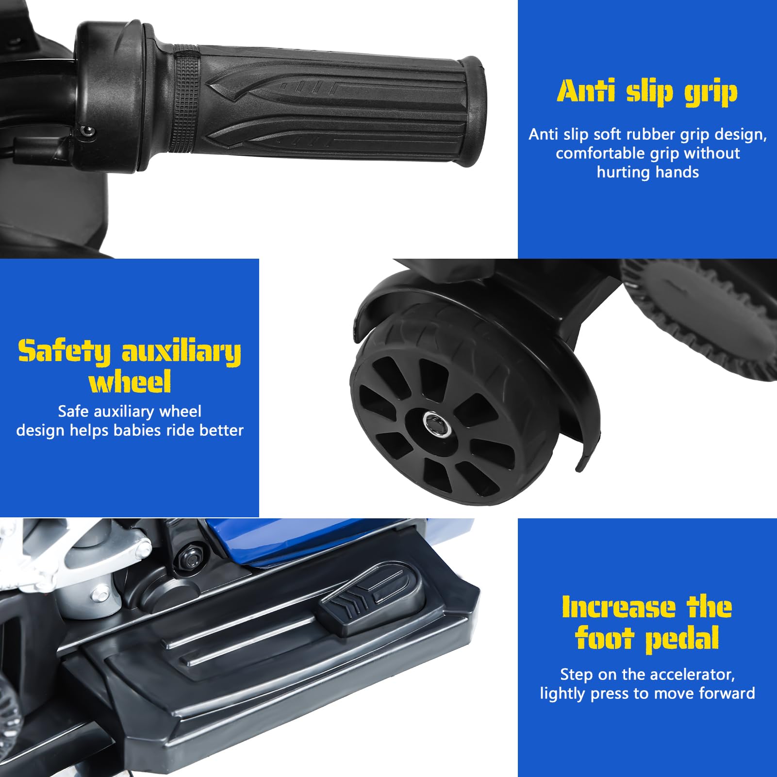 12V Electric Motorcycle for Kids,Kids Motorcycle with Training Wheels, Bikes for with LED Lights, Up to 9 MPH,Electric Bike for 3-8 Year Olds (Blue)