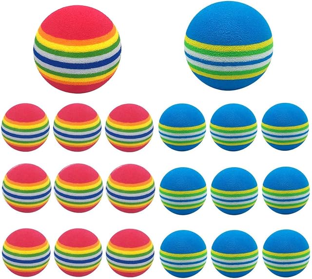 20pcs EVA Practice Golf Balls Golf Training Balls Garden Soft Foam Elastic Golf Balls for Indoor Outdoor Golf PracticeRed and Blue