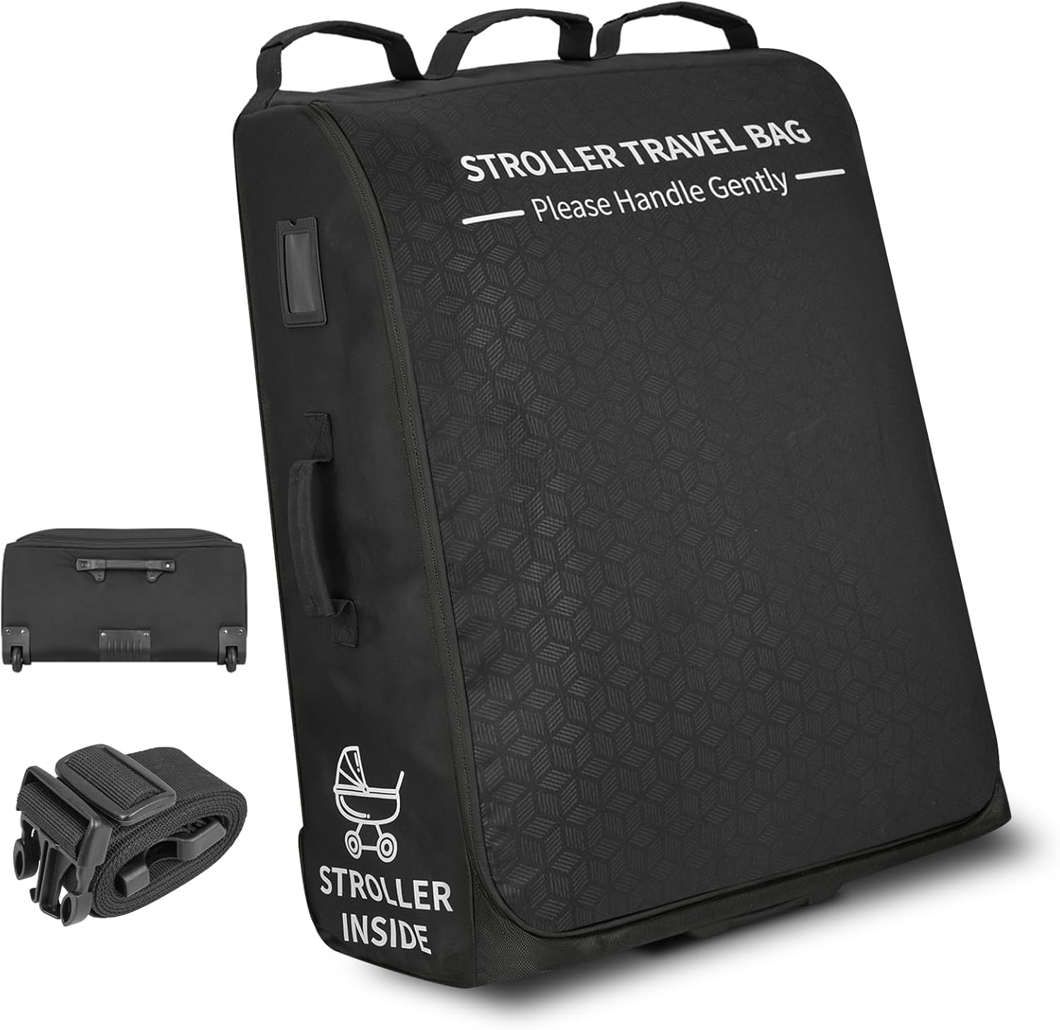 Padded Stroller Travel Bag with Wheels for Airplane Gate Check,Travel Storage Bag Compatible with UPPAbaby Vista V2 & Cruz V2 (Remove Rear Wheels),Includes Inner Wheel Bag and Storage Pocket