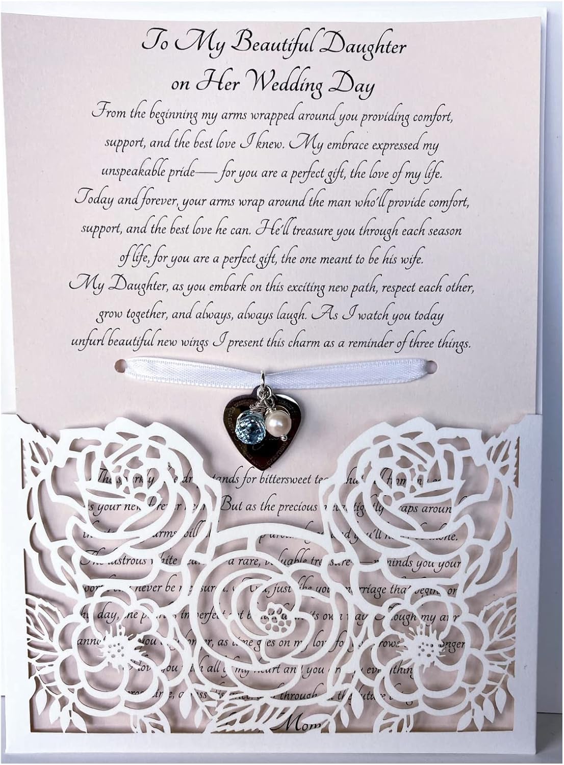 Wedding Gift for Daughter, Something Blue Charm and Poem from Mom