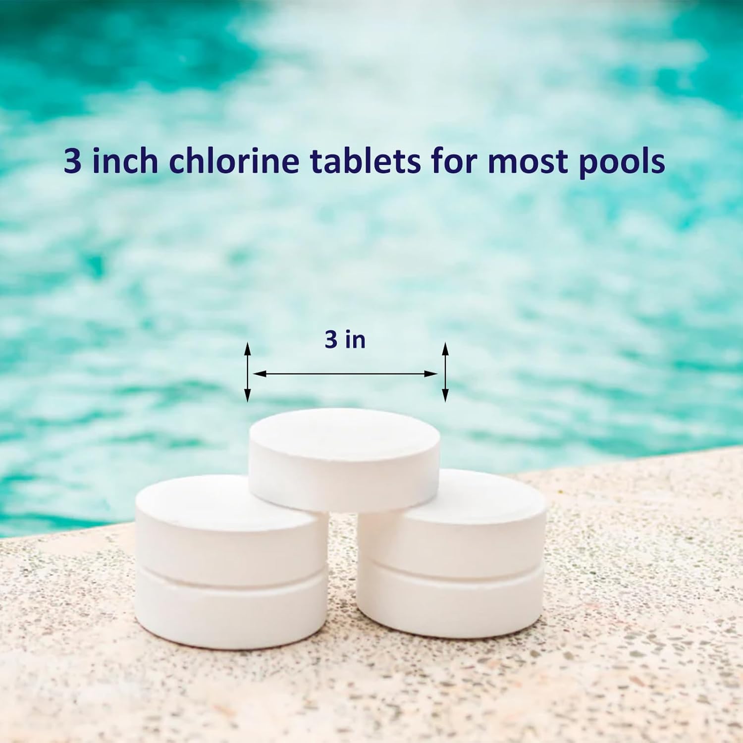 PROFELIZ Pool Chlorine Tablets 3 Inch, Slow-Dissolving Spa Sanitizer Eliminate Bacteria Algae Stabilized Chlorine for Swimming Pools Hot Tubs Spa Treatment (20lbs)