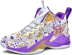 Tênis de basquete masculino de cano alto com malha respirável estilo grafite e entressola acolchoada, adequado para uso interno/externo Equipamento de basquetebol