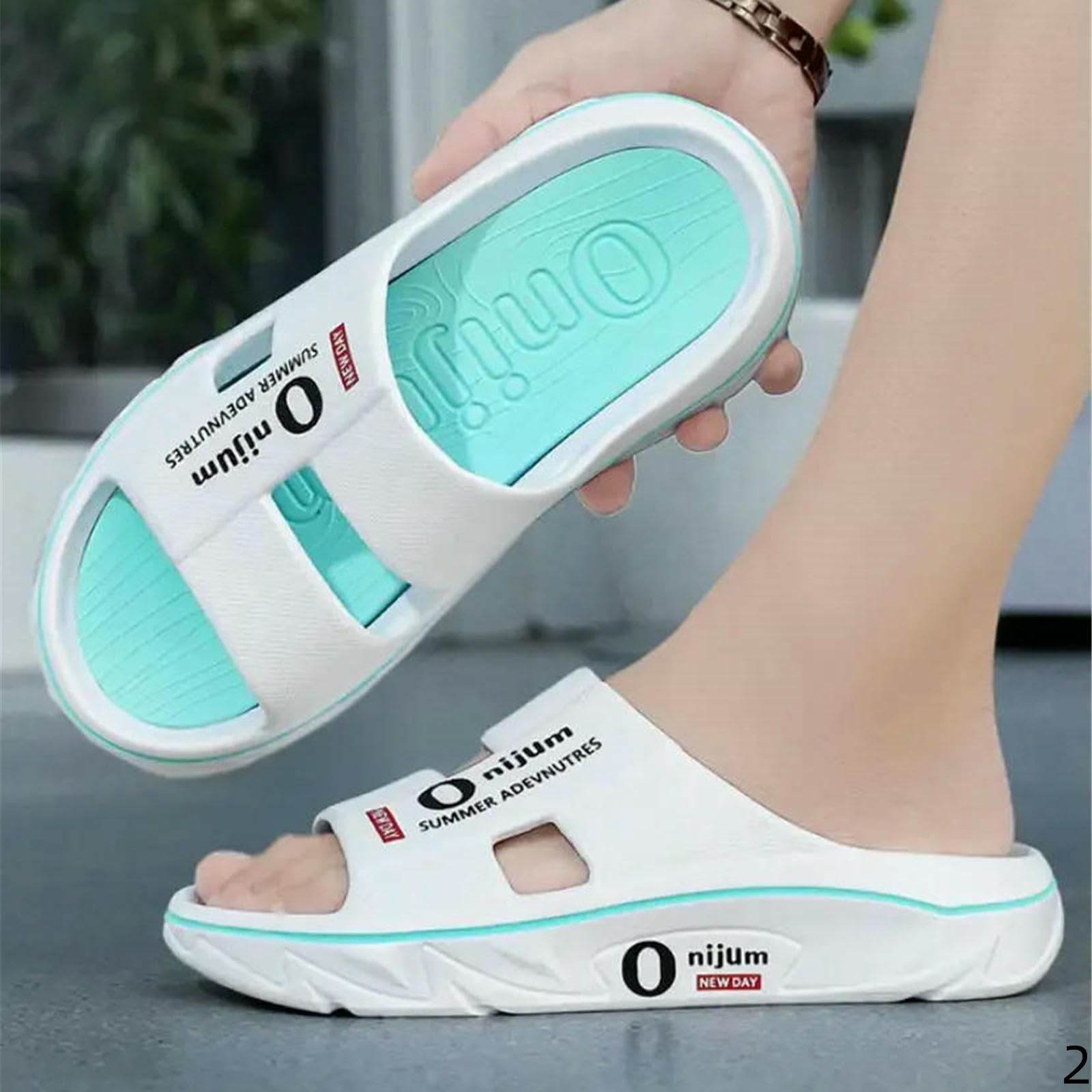 Claquette Hommes Chaussons Pour Sandales De Plage Intérieures En Plein Air Doux Antidérapants Slides Flip-flops Femmes Salle Bain Maison Chaussures
