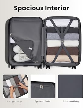 Kono Carry On Luggage Set Airline Approved with Spinner Wheels