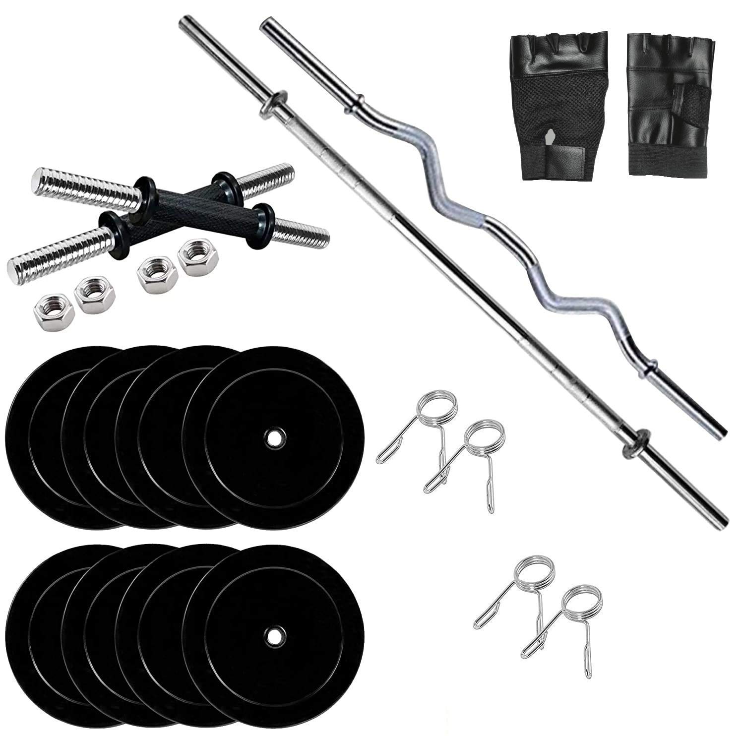 Tauras Home Gym Combo,Gym Equipments,Home Gym Set,Rubber Weight Set Rubber Dumbbell Plates,3Ft Curl,3Ft Straight Rod(20MM) and Dumbbell Rods,Exercise Set,Home Gym kit (10, Kilograms)-picture-25
