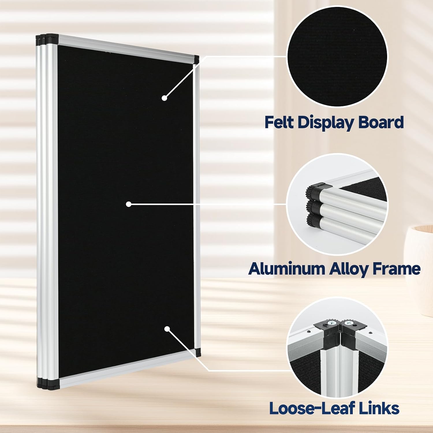 uyoyous 6+1 Panel Trade Show Presentation Board 70.8" x 70.8" SIX Folding Display Panel Poster Board Large Single Sided Tabletop Display Board for Event, School Project, Science Fair, Black