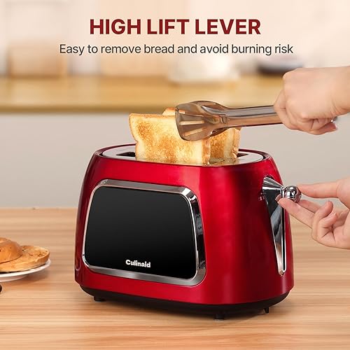 Miniatura 8 de Tostadora de 2 rebanadas con pantalla táctil inteligente, tostadora digital retro de 1.5 pulgadas con ranura extra ancha de acero inoxidable con