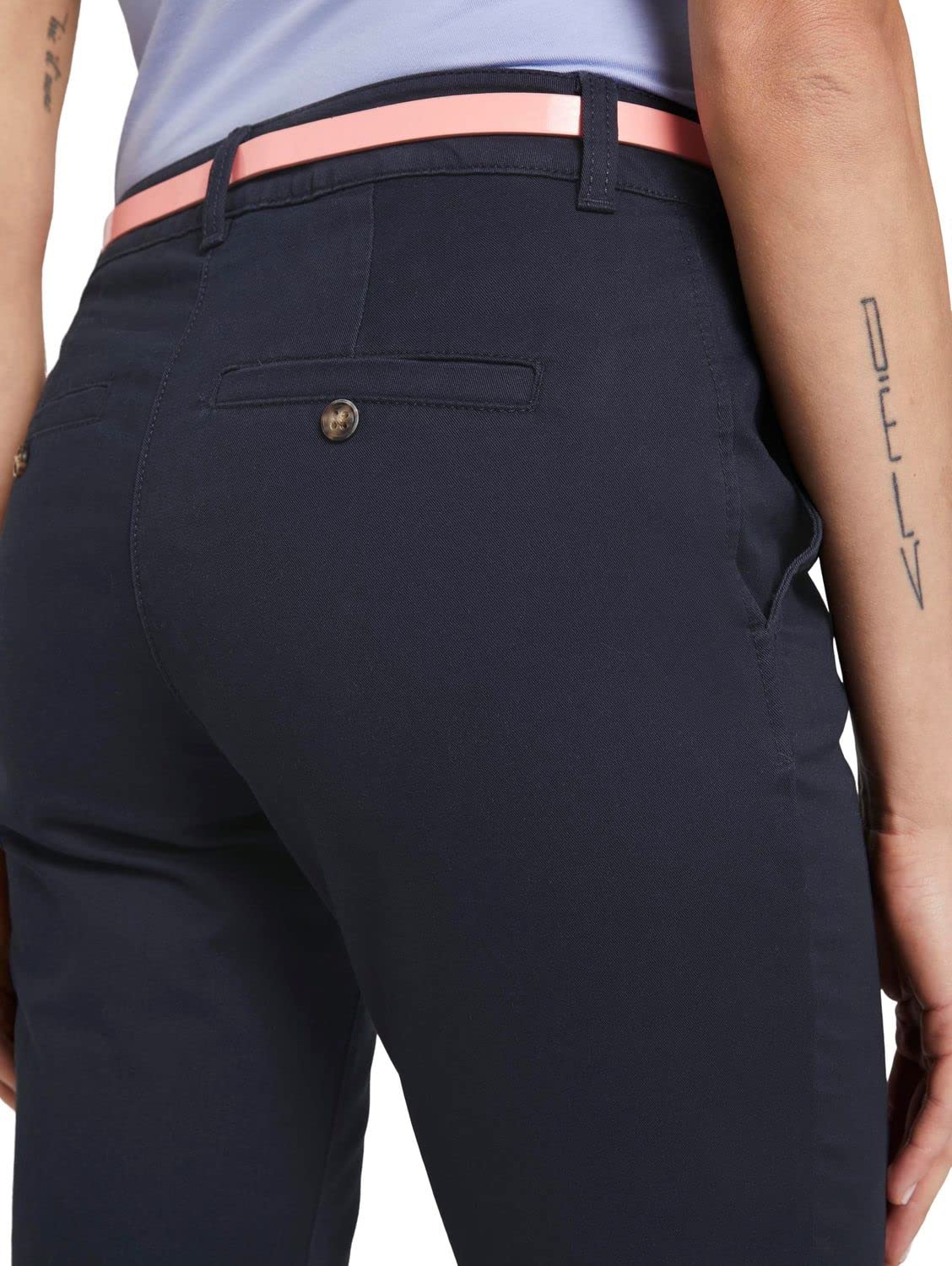 TOM TAILOR Damski Spodnie chino slim z paskiem