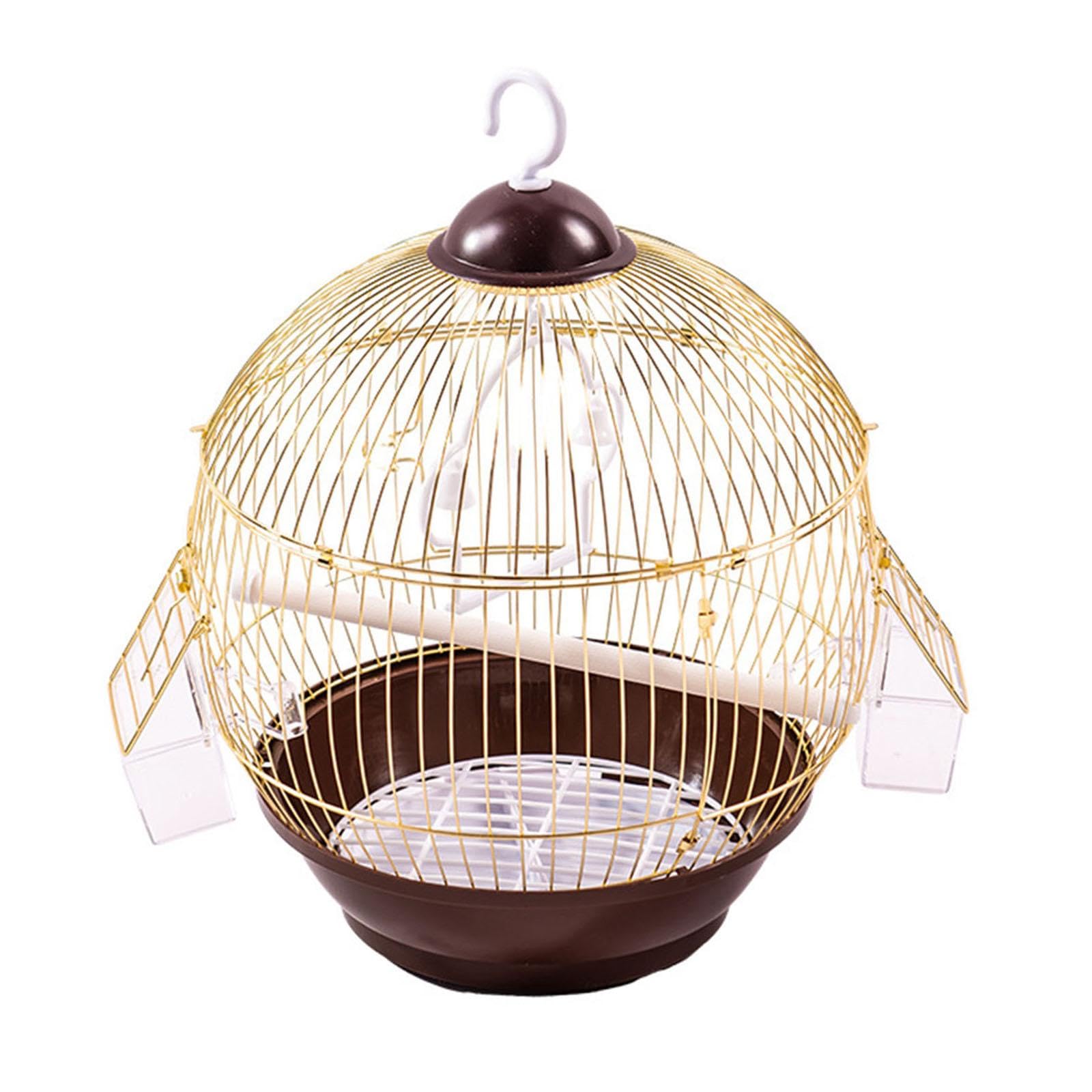 Cage oiseaux dorée avec volière et balancelle suspendue pour intérieur maison