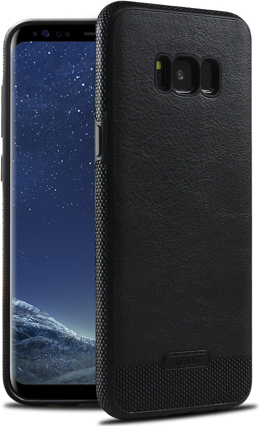Samsung Galaxy S8 Plus Case [Perfect Fit], FisherMo Anti-Slip Leather TPU Hybrid Cover for Excellent Grip Thin Soft Protective Drop Protection Covers (Black)